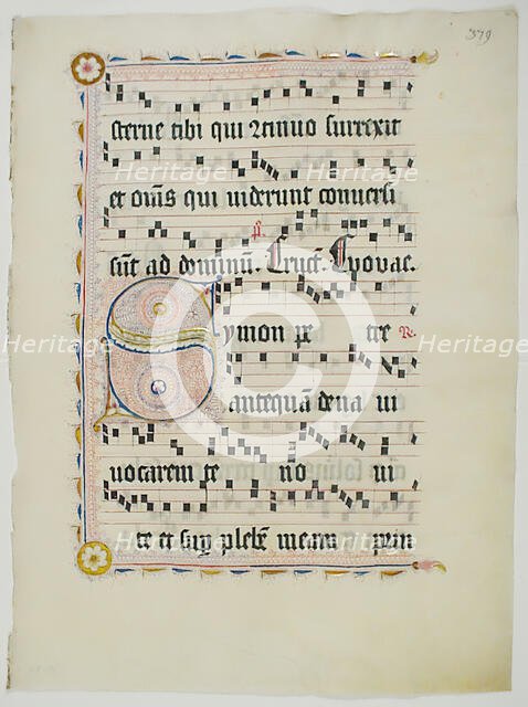 Manuscript Leaf with Initial S, from an Antiphonary, German, second quarter 15th century. Creator: Unknown.