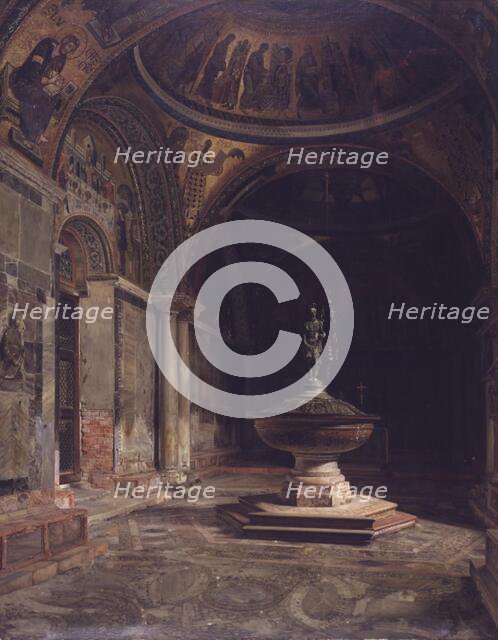 The interior of the Baptistery in St. Mark's Church in Venice, 1885. Creator: Josef Theodor Hansen.