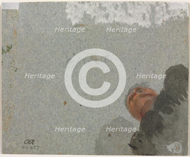 Study of a Head seen from Below, third quarter 1600s. Creator: Francisque Millet (French, 1642-1679), attributed to.