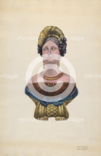 Figurehead for Ship "Marcia Allen", c. 1938. Creator: Molly Bodenstein.