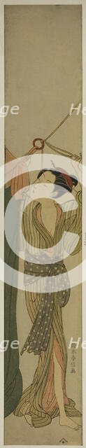 Hanging Up a Mosquito Net, c. 1767/68. Creator: Suzuki Harunobu.