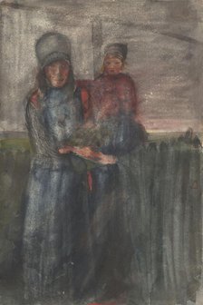 Marken woman with child in her arms, 1874-1945. Creator: Carel Adolph Lion Cachet.