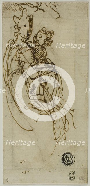 Seated Virgin and Child (recto); Seated Virgin and Child (verso), 1570/90. Creator: Bernardino India.