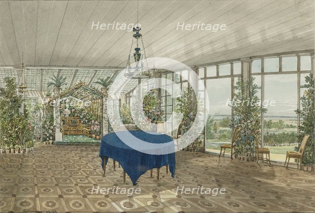 Winter Garden in the Pavlino Estate of Vielgorsky, 1834. Artist: Kolmann, Karl Ivanovich (1786-1846)