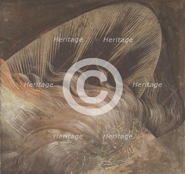 Head of an Apostle Surrounded by a Tongue of Fire and a Nimbus: Fragment..., 1500-50. Creator: School of Raphael.