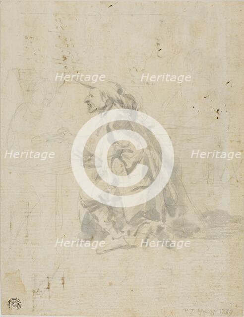 Kneeling Man Approaching Another Figure, n.d. Creator: Pier Leone Ghezzi.