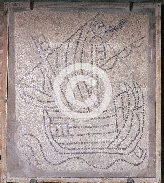 A mosaic showing a ship used in the 4th crusade, 13th century. Artist: Unknown