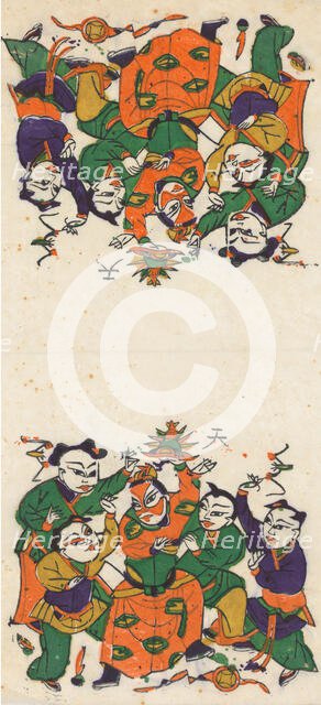One hundred thirty-five woodblock prints including New Year's pictures (nianh..., 19th-20th century. Creator: Unknown.