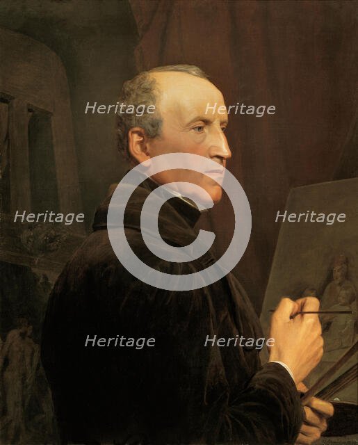 Self-Portrait at the Easel , 1848. Creator: Waldmüller, Ferdinand Georg (1793-1865).