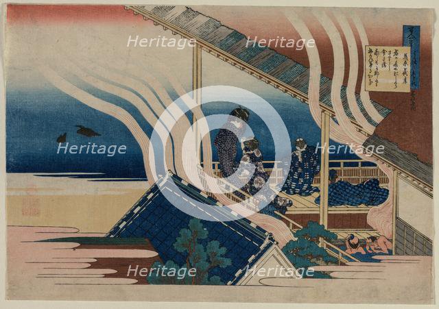 Poem by Fujiwara no Yoshitaka, from the series One Hundred Poems by One Hundred..., 1835-36. Creator: Katsushika Hokusai (Japanese, 1760-1849).