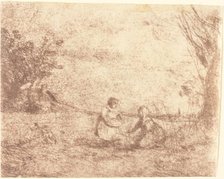 Farm Children (Les Enfants de la ferme), 1853. Creator: Jean-Baptiste-Camille Corot.