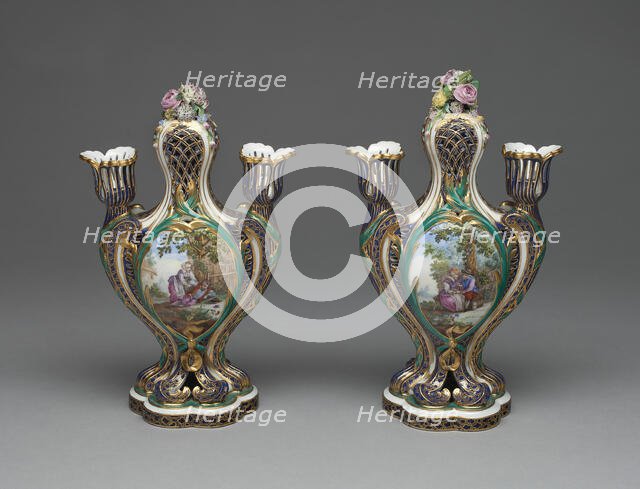 Pair of Vases (Pots Pourris à Bobèches), Sèvres, c. 1759. Creators: Sèvres Porcelain Manufactory, Jean-Claude Deplessis, André-Vincent Vieillard.