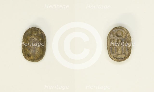 Scarab: Hieroglyphs (wAs-sign, Dd-sign, anx-sign), Egypt, New Kingdom, Dynasties 18-20 (abt 1550... Creator: Unknown.