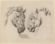 Two Horse Heads, probably 1649. Creator: Stefano della Bella.
