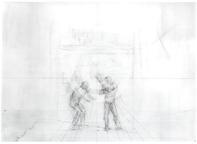 (Untitled) (Perspective Study Of Baseball Players), c. 1875. Creator: Thomas Eakins.