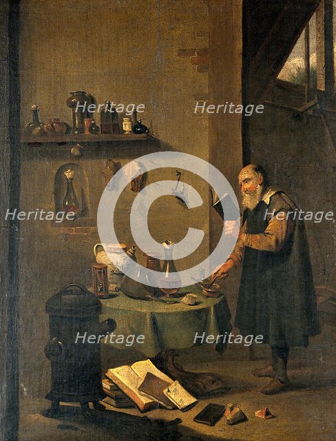 An alchemist in his laboratory, c1680s. Creator: Teniers, David, 1610-1690 (After).