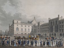 Crowds cheering Queen Victoria at Carlton House, London, (c1842?). Artist: Unknown