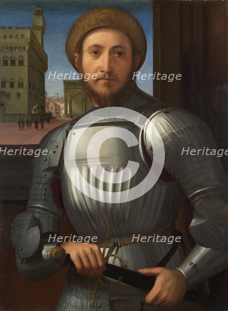 Portrait of a Man in Armour, c. 1510. Artist: Granacci, Francesco (1469-1543)