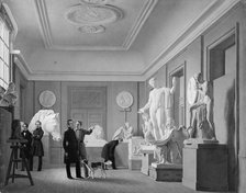 Thorvaldsen's Studio in the Royal Academy of Fine Arts, Copenhagen, 1836. Creator: Johan Vilhelm Gertner.