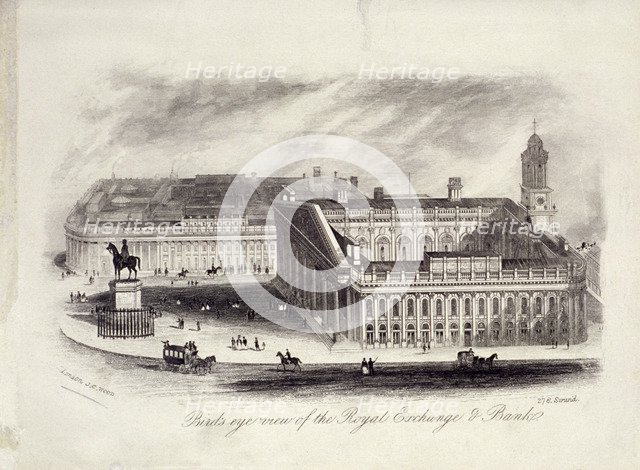 Bird's-eye view of the Royal Exchange, London, c1860.  Artist: Anon