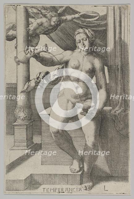 Temperance, from the series The Virtues, 1530. Creator: Lucas van Leyden.