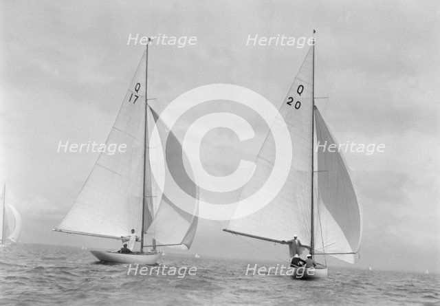 The 6 Metre class 'Coral' (17) and 'Fintra' (20), 1936. Creator: Kirk & Sons of Cowes.