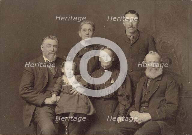 Family portrait of six members, about 1894. Creator: Harrington.