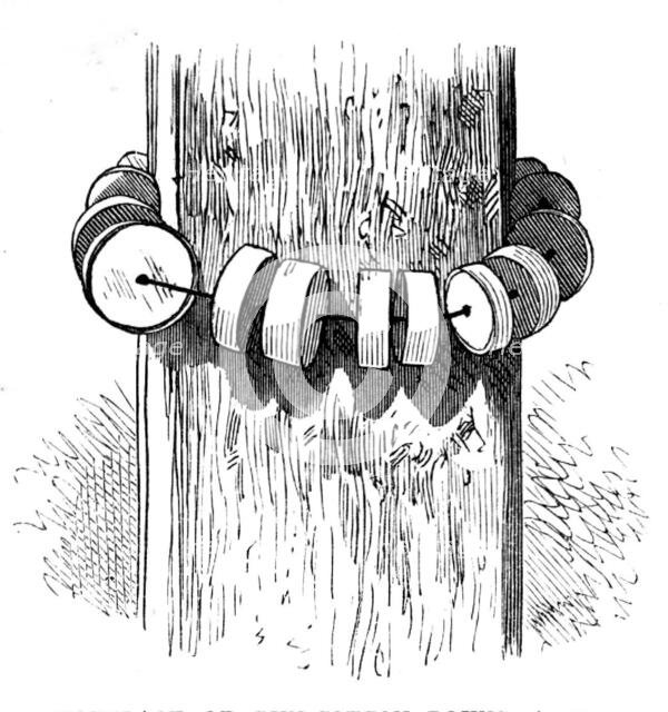 Siege Operations at Chatham: necklace of gun-cotton round a beam, 1871. Creator: Unknown.