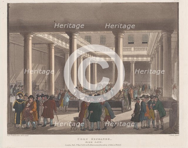 Corn Exchange, Mark Lane, September 1, 1808., September 1, 1808. Creator: Joseph Constantine Stadler.