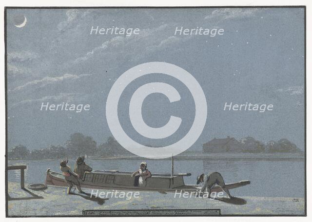 The arrival of the Weesper Schuit on the Buiten Amstel (Diary, November 19), 1805-1808. Creator: Christiaan Andriessen.