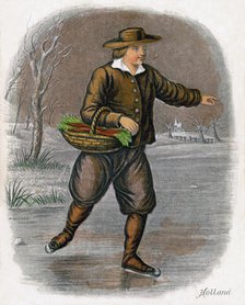 'Dutch Man Skating with a Basket of Vegatables', 1809.Artist: W Dickes