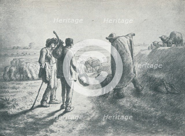 'Two Travellers, who have lost their way, asking a shepherd to direct them', 19th century, (1912).  Artist: Jean Francois Millet.