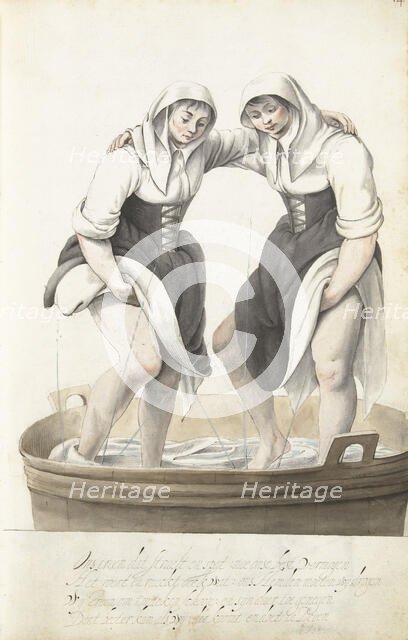 Two women treading laundry, c.1652-c.1653. Creator: Gesina ter Borch.