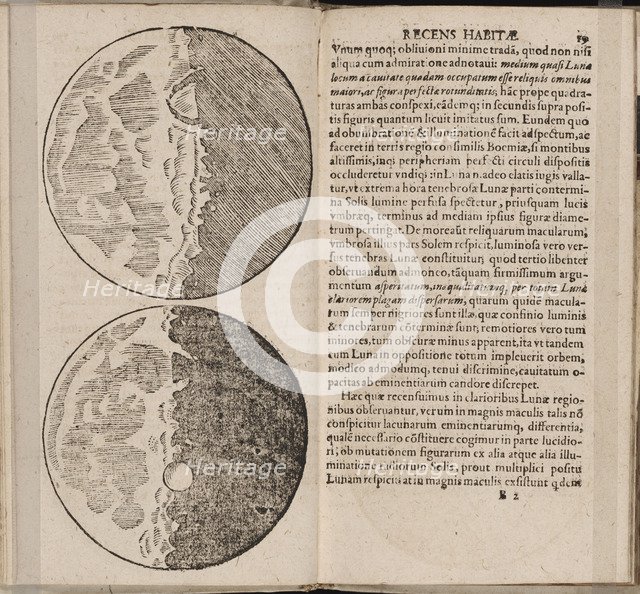 Leaf of book Sidereus Nuncius (Sidereal Messenger) by Galileo Galilei, 1610. Artist: Galilei, Galileo (1564-1642)