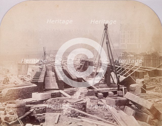 Holborn Viaduct under construction, Holborn, London, 1870. Artist: Henry Dixon