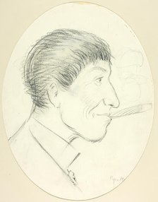 Profile of Man Smoking Cigar, 1889. Creator: Philip William May.