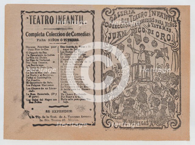 Cover for 'Juan Pico de Oro', a man in a pulpit addressing a crowd before him, ca..., ca. 1880-1910. Creator: José Guadalupe Posada.