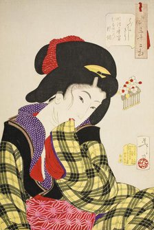 Looking Shy: The Manners of a Young Girl of the Meiji Era, 1888. Creator: Tsukioka Yoshitoshi.