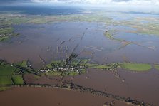 Aerial view of flooding around East Lyng, Somerset Levels, January, 2014. Artist: Damian Grady.