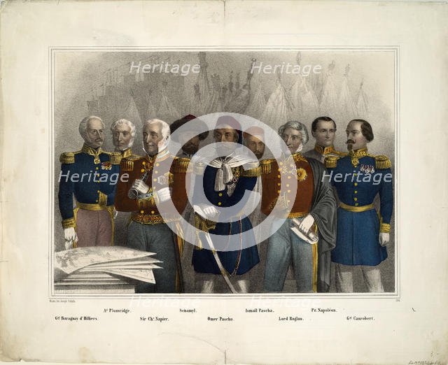 Crimean War leaders group portrait, 1855-1856. Artist: Scholz, Joseph (active 19th century)