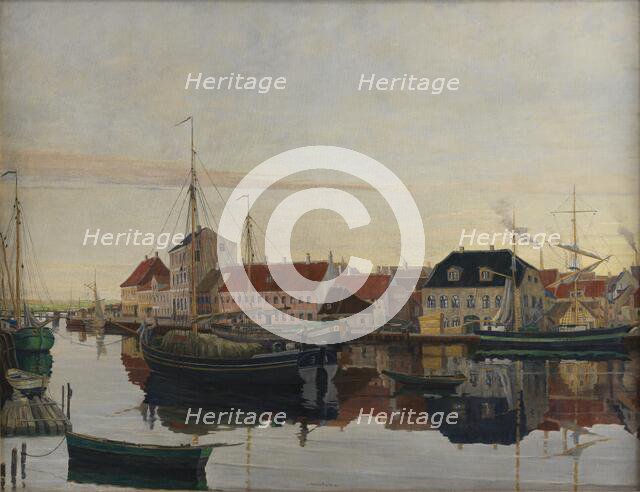 The harbour at Randers, 1906. Creator: Johan Rohde.