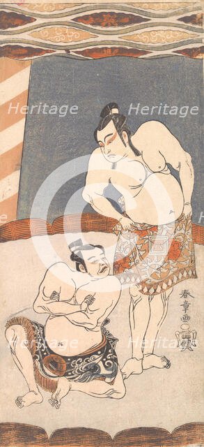 The Second Ichikawa Yaozo as a Wrestler Standing in an Arena, 1770. Creator: Shunsho.
