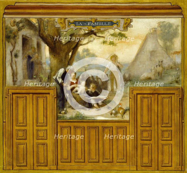 Sketch for the town hall at Arcueil-Cachan : the Family, between 1887 and 1888.  Creator: Edouard Vimont.