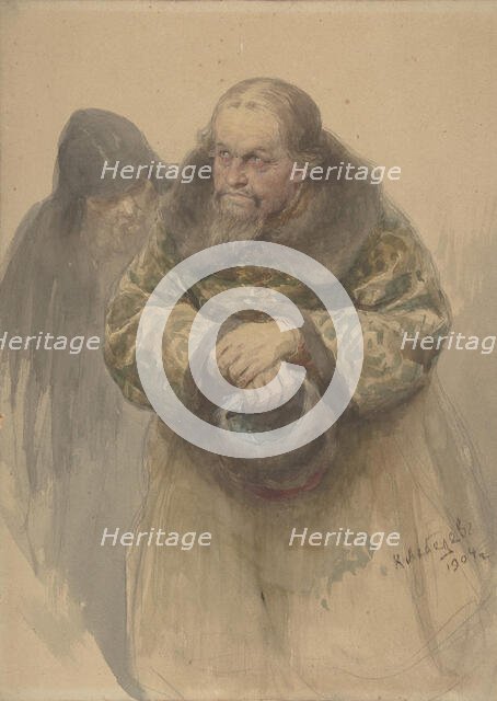 Two Russian Men, 1904. Creator: Klavdi Vasilevich Lebedev.