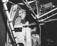 Jerrie Cobb testing gimbal rig in the Altitude Wind Tunnel, USA, c1950s.  Creator: NASA.