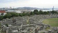Partial view of the amphitheater ruins, ancient city of Salona, Solin, Croatia, 2018.  Creator: Unknown.