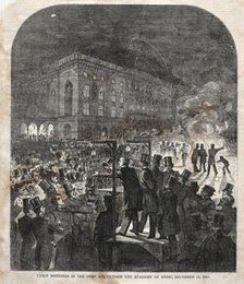 Union Meeting in the Open Air Outside the Academy of Music, 1859. Creator: Winslow Homer (American, 1836-1910).