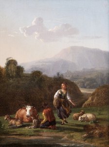 'The Riverbank: Landscape with Figures and Cattle', 17th century. Artist: Karel Du Jardin.