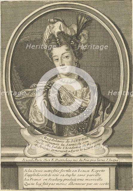 Portrait of Madeleine de Scudéry (1607-1701), c. 1710. Creator: Desrochers, Étienne-Jehandier (1668-1741).