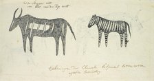 Copies after San rock-paintings of two animals, 1777. Creator: Robert Jacob Gordon.